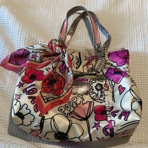 Coach nylon tote with wristlet in poppy print